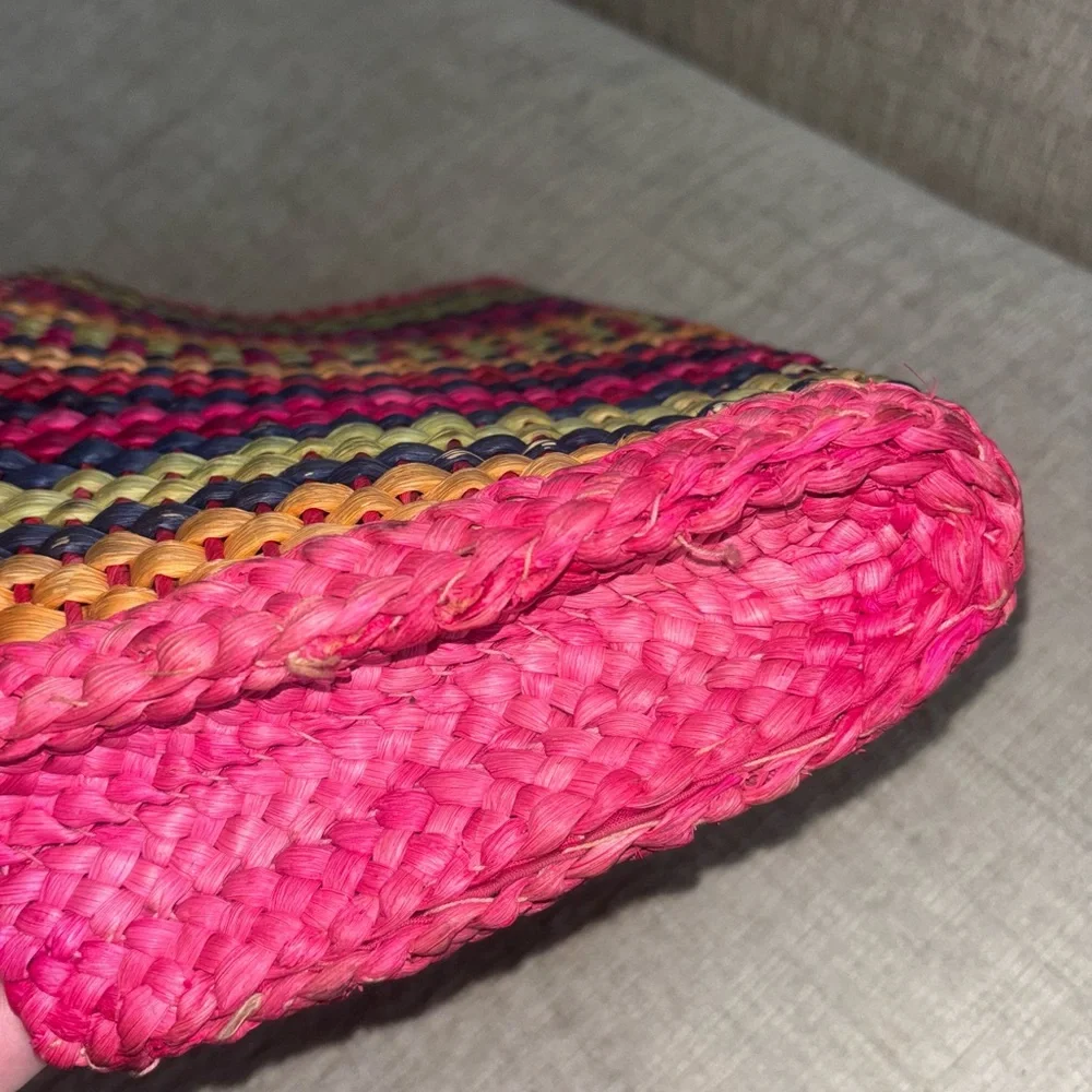 Vintage Magid Colorful Woven Clutch Bag Boho 80s Coastal Chic Statement Purse